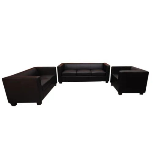 3-2-1 Sofagarnitur Couchgarnitur Loungesofa Lille - Schwarz Leder - Moderne Sofagarnitur bestehend aus 3er, 2er Sofa und Sessel. Hochwertiges, pflegeleichtes Kunstleder sorgt für eleganten Komfort und vielseitige Kombinationsmöglichkeiten.