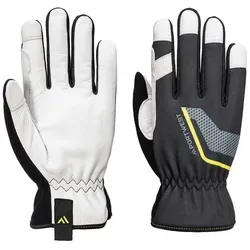 Portwest Arbeitshandschuhe A775 - Stretch Utility Lederhandschuh Schwarz für Mechaniker - Hochleistungshandschuh für Mechaniker mit strapazierfähiger Lederhandfläche. Stretchmaterial sorgt für optimale Passform und Fingerfertigkeit. Touchscreen-fähig und verstärkter Daumenbereich für zusätzlichen Schutz. CE-zertifiziert.