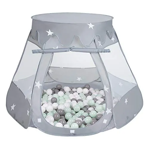 Selonis Baby Spielzelt mit Plastikbällen 105x90cm - Kompaktes Spielzelt für drinnen und draußen, inklusive 100 bunter, kindersicherer Bälle. Leicht zu transportieren und schnell aufzubauen, bietet es eine sichere Spielumgebung für kreative Abenteuer.
