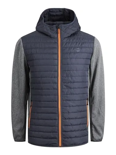 Jack & Jones Steppjacke "Emulti" - Grau/Dunkelblau, Größe M, Herren - Funktionsjacken mit Kapuze und Colour-Blocking Design, ideal für kalte Tage und aktivem Lifestyle.
