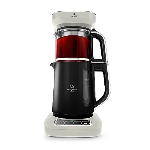 Karaca aysever Robotea Pro - 4 in 1 Sprechender Teekocher und Filterkaffeemaschine, 2500W, automatische Zubereitung in 15 Minuten, ideal für perfekten Tee und Kaffee