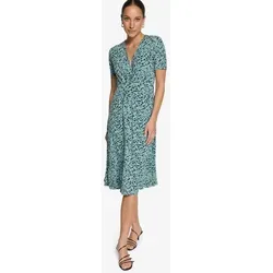 zero Damen Jerseykleid mit Print - 36, Dunkelgrün/Blau - Stylisches A-Linien Jerseykleid mit grafischem Muster und V-Ausschnitt. Ideal für vielseitige Anlässe und bequem im Tragen.