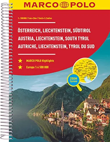 MARCO POLO Reiseatlas Österreich, Liechtenstein, Südtirol 1:200.000: Straßenatlas und Autoatlas mit Europa in 1:4,5 Mio. Spiralbindung