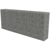 vidaXL Gabionenwand mit Abdeckung aus verzinktem Stahl - Gabionen für Gartenbau: Robuste Wand aus verzinktem Stahl, ideal als Stützmauer gegen Wind und Lärm. Langlebig und einfach zu montieren.