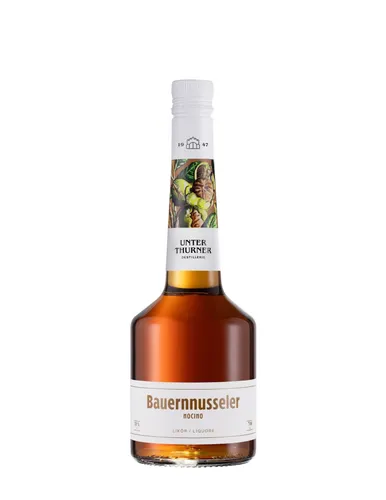 Unterthurner Bauernnusseler Nocino Walnuss-Likör - Südtiroler Likör & Kräuterschnaps mit intensivem Geschmack von grüner Walnuss und feiner Schokoladennote, verfeinert mit Grappa für ein einzigartiges Geschmackserlebnis.
