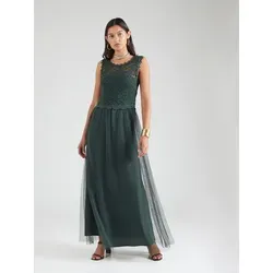 Vila Abendkleid VILynnea – Elegantes Spitzenkleid in Dunkelgrün (Gr. 40) - Kleid in Maxi-Länge mit ärmellosem Design und Rücken-Reißverschluss, ideal für festliche Anlässe.