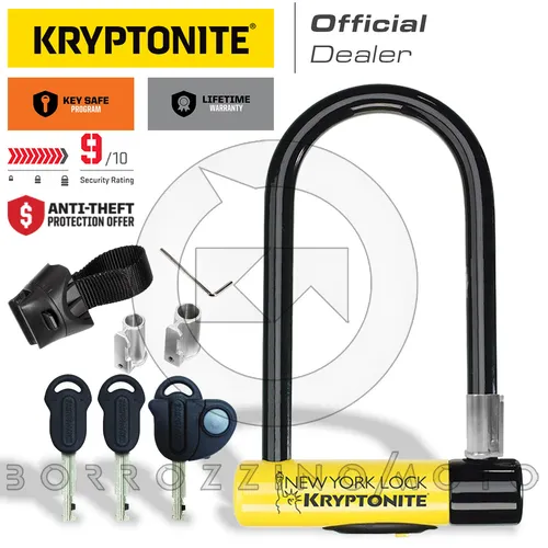 Kryptonite New York Standard Bügelschloss - Höchste Sicherheit für Ihr Fahrrad - Fahrradschlösser mit Sicherheitsgrad 9/10, 16 mm MAX-Performance-Stahlbügel gegen Diebstahl und inklusive 3 Schlüsseln für besten Schutz.