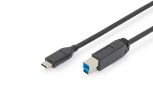 Digitus USB-Kabel USB 3.2 Gen1 USB-C Stecker, USB-B Stecker 1.80 m Schwarz doppelt geschirmt AK-300149-018-S