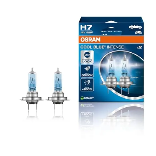 Osram COOL BLUE INTENSE H7 Halogen Leuchtmittel 55W 12V - Erleben Sie die brillante Ausleuchtung mit COOL BLUE INTENSE. Diese Halogenlampe bietet ein helles, tageslichtähnliches Licht und verbessert die Sicht bei Nachtfahrten. Ideal für Klarglasscheinwerfer und ein stilvolles Design.