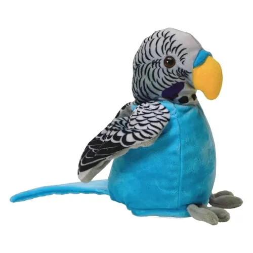 Kögler Labertier Wellensittich Caruso blau - Plapperndes Plüschtier für Kinder - Kuscheltiere mit Sprachwiedergabe, sorgt für Spaß und Unterhaltung, kann alles nachplappern!