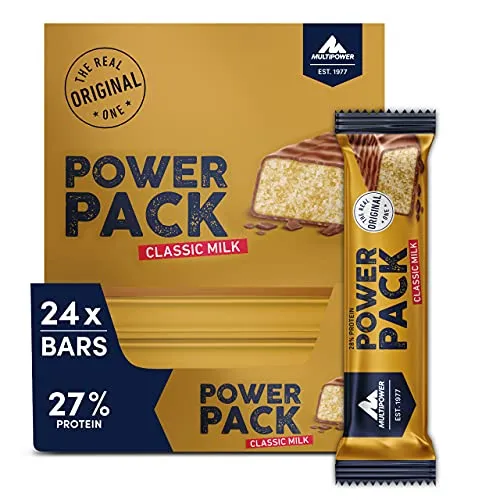 Multipower Power Pack 24 x 35 g Riegel - Milchschokolade - Protein Riegel für Muskelaufbau, ideal als Snack nach dem Training, leckerer Geschmack von Milchschokolade.