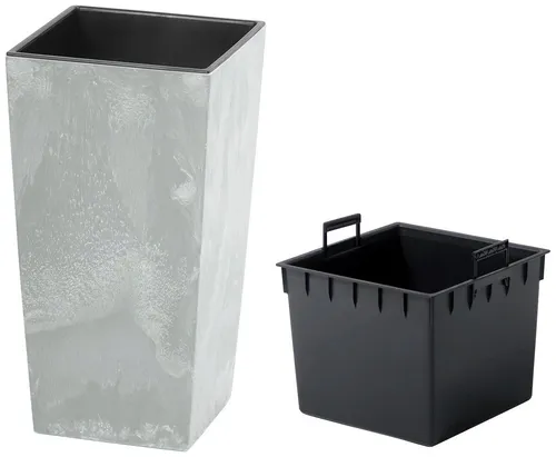 Pflanzkübel PROSPERPLAST "Urbi Square Beton", betongrau, 32,5x32,5x61 cm - Robuster Pflanzkübel aus UV-beständigem Polypropylen, ideal für den Innen- und Außenbereich. Mit einem Fassungsvermögen von 49 l sorgt er für optimale Wachstumsbedingungen.