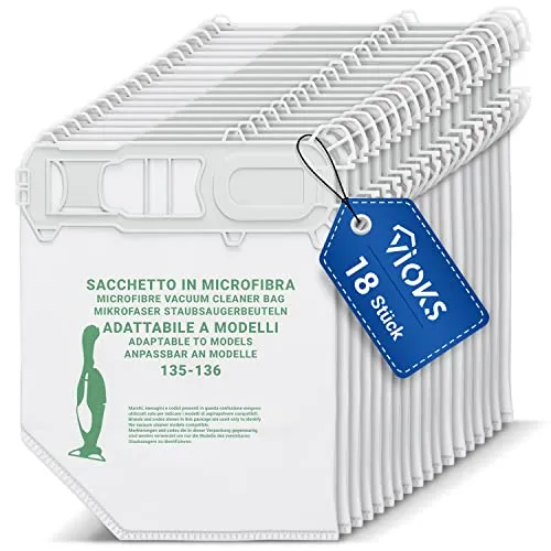 VIOKS Staubsauger Beutel SET 18x Ersatz für Vorwerk Kobold 135 Staubsaugerbeutel - Vorwerk Staubsaugerbeutel 135 VK 136 VK & Vacuum Bags für Staubsauger Vоrwеrk Zubehör für Staubsaugеr mit Beutel