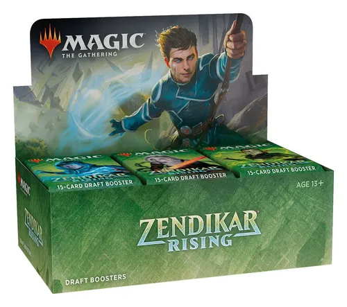 Zendikar Rising Draft Booster Display - 36 englische Booster für Magic: The Gathering - Sammelkarten für Magic: The Gathering, 36 Booster mit 15 Karten, ideal für Boosterdraft und Sealed Deck. Entdecke legendäre Kreaturen und mächtige Zauber!