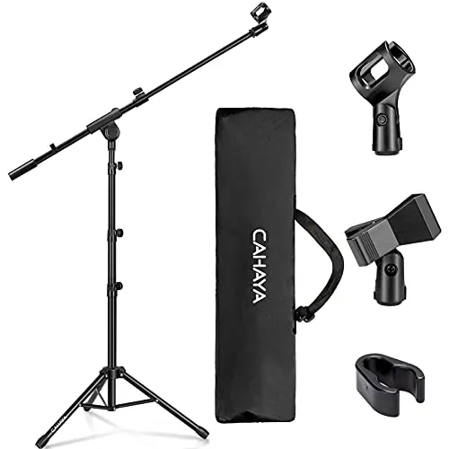 CAHAYA 2 in 1 Mikrofonständer mit Tragetasche - Verstellbarer Mikrofonständer für vielfältige Anwendungen: Höhe von 64 cm bis 218 cm, stabil und leicht transportierbar, ideal für Konferenzen und Live-Events.