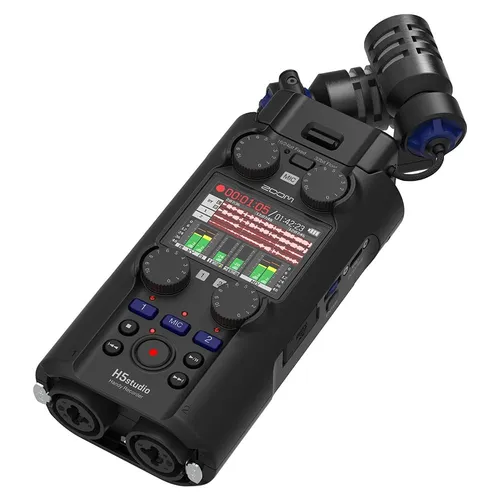 Zoom H5studio Handy Recorder - Audiorecorder mit 6 Spuren, 192 kHz 32 Bit Float, regelbare Aufnahmen und Studio-Qualität für makellose Klangqualität. Ideal für kreative Aufnahmen ohne Übersteuerungsrisiko.