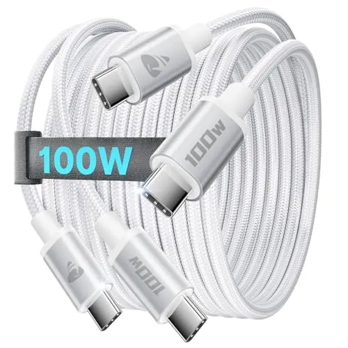 Aioneus USB C Kabel, 100W Schnellladekabel [2Stück 1M+1M] 5A Nylon Typ C Ladekabel für iPhone 16 15 Pro Max, MacBook Pro/Air, Samsung S24 S23 S22, iPad