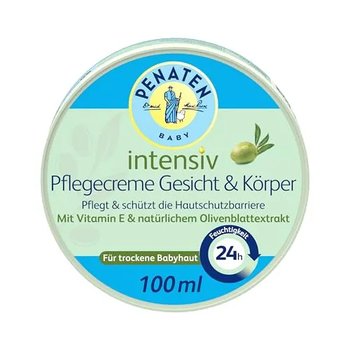 PENATEN Intensiv Pflegecreme Gesicht & Körper - Arzneimittel für 24h Feuchtigkeitspflege, ideal für sensible Babyhaut mit Olivenblattextrakt und Vitamin E, schützt die zarte Haut effektiv.