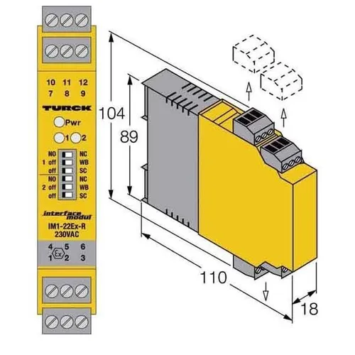 Turck Trennschaltverstärker IM1-22EX-R/230VAC - Kompakter Trennschaltverstärker für zuverlässige Signalübertragung mit aktiver Spannungsversorgung. Ideal für den professionellen Einsatz in Automatisierungssystemen.
