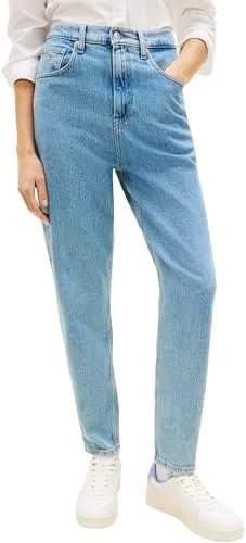 Tommy Jeans Tapered-fit-Jeans High Waist - Mom-Jeans mit Logo-Flag - Modische Tapered-fit-Jeans aus elastischem Denim, ideal für trendbewusste Looks. Mit stylischer Tommy Hilfiger Logo-Flag auf der Gesäßtasche.