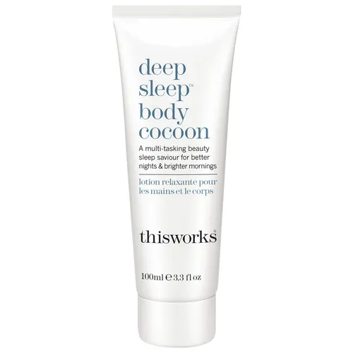 This Works Deep Sleep Body Cocoon 100 ml - Körperlotion mit Anti-Aging-Wirkung für eine regenerierende Nachtruhe und strahlende Haut am Morgen. Ideal für entspannenden Schlaf und Hautpflege!