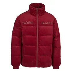 KARL KANI Unisex KM233-038-1 KK Retro Corduroy Puffer Jacket - Funktionsjacke aus 100% Baumwolle in dunkelrot, ideal für kältere Tage mit markanter Steppung und praktischem Reißverschluss für unkompliziertes An- und Ausziehen.