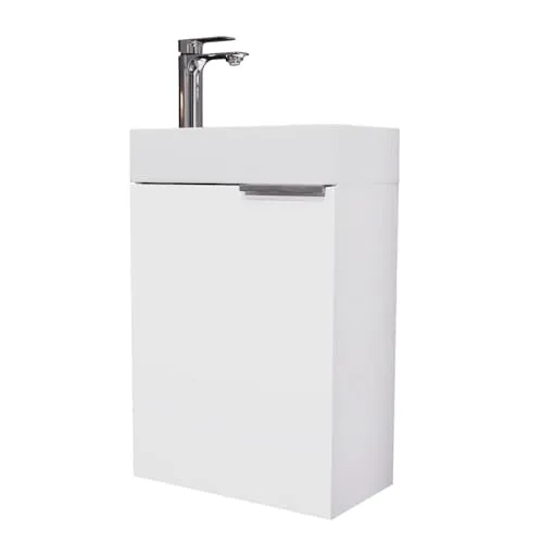 Eleganter Waschbeckenunterschrank 40cm weiß - Waschbeckenunterschrank mit hochwertigem Keramikwaschbecken, wasserabweisender Melaminbeschichtung und Soft-Close-Funktion für leises Türschließen – ideal für stilvolle Badezimmer.