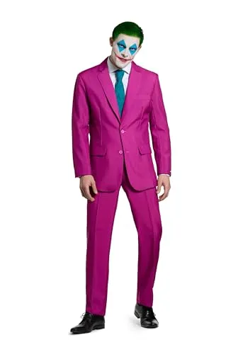 Suitmeister Herren Joker Kostüm - Rubinrotes Halloween Outfit - Batman Schurken Kostüm - inklusive Blazer, Hose und Krawatte - Rot