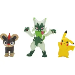 Pokémon Battle Figure Set - Leufeo, Pikachu & Feliospa - Ikonisches Set mit Leufeo und Pikachu (5 cm) sowie Feliospa (7,5 cm). Ideal zum Spielen und Ausstellen, mit beweglichen Figuren für actionreiche Posen. Offizielles Pokémon Produkt von Jazwares.