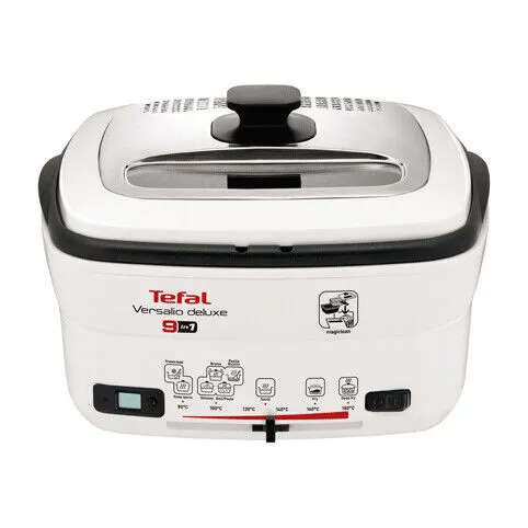 Tefal Versalio Deluxe 9 in1 - 1600 W Fritteuse in Schwarz Weiß, vielseitig und ideal für gesunde Kochmöglichkeiten