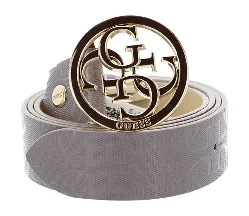 Guess Synthetikgürtel Caddie grau W95 - Modischer Gürtel aus 100% Polyurethan in Taupe, ideal für einen lässigen Look mit stilvollem Logo-Muster.