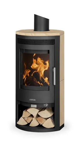 JUSTUS Kaminofen Baltrum D2.0 schwarz Sandstein 5,5kW - Dauerbrand - Kaminöfen, energieeffizienter Dauerbrandofen mit stilvollem Sandstein-Design für gemütliche Wärme und Ambiente.