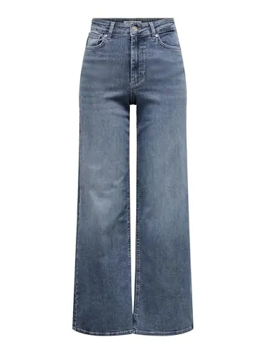 ONLY Onlmadison Blush Hw Wide DNM Tai853 Noos - Hohe Taille Jeans - Jeans für Jugendliche mit weitem Beinschnitt, Gürtelschlaufen und Knopfleiste, perfekt für einen lässigen Look.