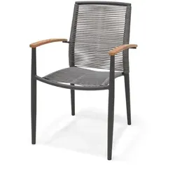ScanCom Topaz Stuhl Aluminium & Teak - Metallic-Grau - Stühle – Elegante Kombination aus wetterbeständigem Aluminium und hochwertigem Teakholz für optimalen Sitzkomfort und modernes Design.