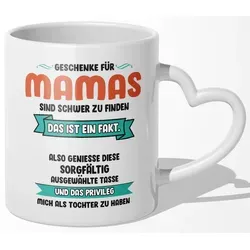 22Feels Tasse Mama Geschenk von Tochter Muttertag Geburtstag Mutter Weihnachten Frau, Keramik, Made In Germany, Spülmaschinenfest, Herzhenkel weiß