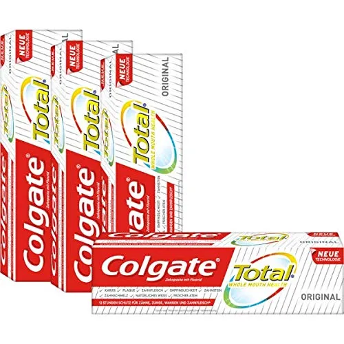 Colgate Total Original Zahnpasta - Zahnpasta mit 12 Stunden Schutz gegen Karies und Plaque, ideal für gesunde Zähne und frischen Atem.