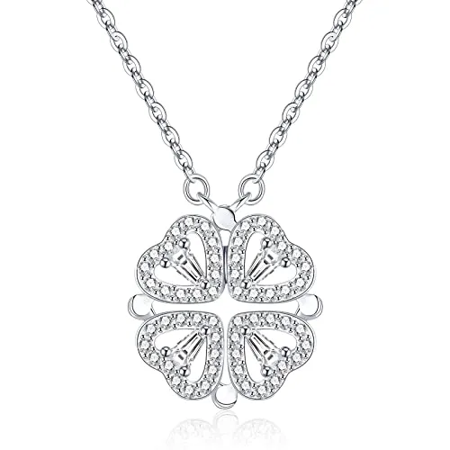 Jrêveinfini Kleeblatt Halskette Damen 925 Silber mit Anhänger, Glücksbringer Kette für Mama, Freundin oder Tochter, Schmuck Geschenk zu Weihnachten, Valentinstag, Geburtstag & Muttertag