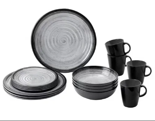 Sundream Geschirr-Set 12, 16, 36-Teilig - Leichtes und bruchsicheres Melamin Geschirr-Set für Camping und Outdoor-Aktivitäten, ideal für Picknicks und Gartenpartys, spülmaschinenfest und hitzebeständig.