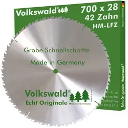 Volkswald Kreissägeblatt Volkswald ® HM-Sägeblatt LFZ 700 x 28 mm Z= 42Kreissägeblatt Hartholz, Echt Originale Volkswald® Made in Germany