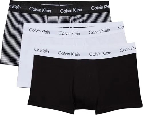 Calvin Klein Low Rise Trunk Boxershorts - 3 Stück, mehrfarbig Stripes - Hochwertige Herrenunterwäsche aus 95% Baumwolle für optimalen Tragekomfort. Körpernahe Passform und typisches Logo, ideal für jeden Tag.