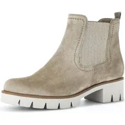 Gabor Damen Chelsea Boots mit Wechselfußbett – Kiesel (dust), 40.5 EU - Elegante Stiefeletten aus Rauleder mit komfortablem Flauschfutter. Ideal für den Übergang, mit praktischem Reißverschluss und 5 cm Blockabsatz für optimalen Tragekomfort.