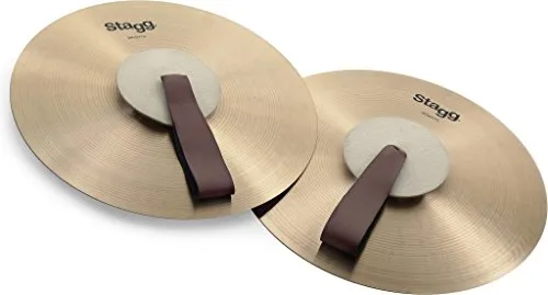 Stagg MASH14 14 Zoll Marschbecken - 1 Paar - Becken aus Bronze-Legierung, liefern hellen, warmen Ton mit guter Durchsetzungsfähigkeit. Ideal für Marching und Concert, inklusive Halteschlaufen für angenehmes Spiel.