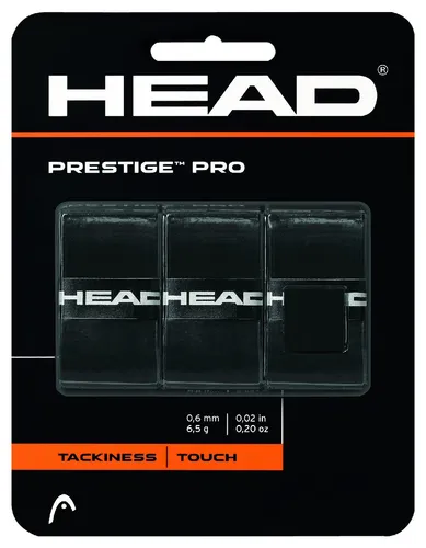 Head Overgrip Prestige Pro 3er Pack - Tennis-Zubehör mit speziellem Polyurethan-Elastomermaterial für einzigartiges Griffgefühl und optimale Spielbarkeit bei langer Haltbarkeit.