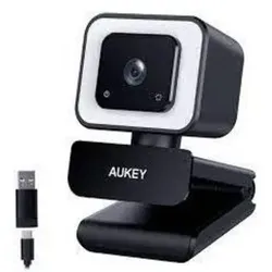 AUKEY PC-LM6 Stream Series Webcam mit Ringlicht - Full HD Webcam mit 1/3"-CMOS Sensor, ideal für Streaming und Videokonferenzen, inklusive Geräuschunterdrückung und 85° Sichtfeld.