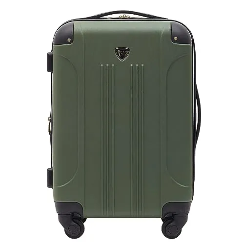 Travelers Club Chicago Hartschalen-Rollkoffer, erweiterbar, Thymiangrün, 20" Carry-On