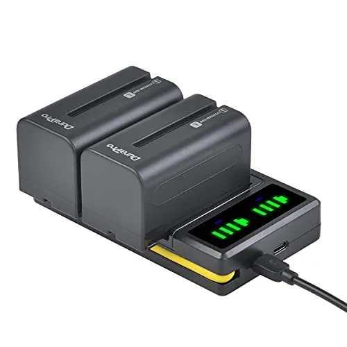 DuraPro 2 x 5200 mAh NP-F750 NP-770 Akku + LED Dual Bulit-in USB-Ladegerät mit Typ-C-Anschluss für Sony NP-F330 NP-F550 NP-F570 NP-F750 NP-F770 NP-F960 NP-F970 CCD-SC5 CCD-TRV DCR-TRV Serie Camcorder