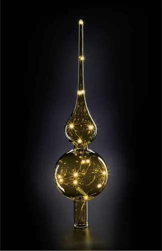 Krinner Lumix Tree Topper mit LED Engelshaaren - Christbaumspitze in Bernstein-Optik, sorgt für festliche Beleuchtung und eine stimmungsvolle Weihnachtsatmosphäre.