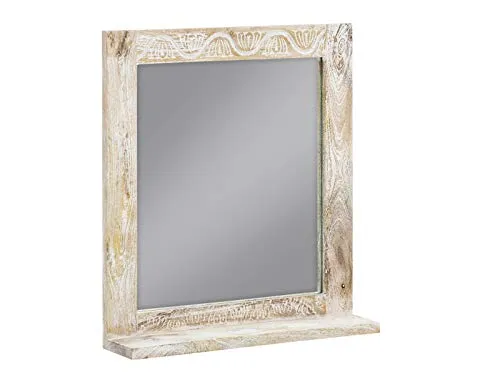 massivum Badspiegel Bitna - 65 cm - Badspiegel aus massivem Mangoholz, lackiert und montiert geliefert, ideal für ein stilvolles Badezimmer mit natürlicher Ästhetik.