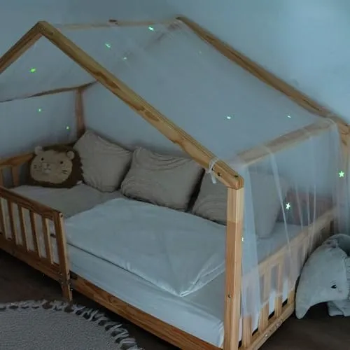 lilimaus Hausbett Himmel mit leuchtenden Sternen - Bettdecken für Kinderzimmer, verwandelt das Bett in einen traumhaften Sternenhimmel und sorgt für Sicherheit im Dunkeln.