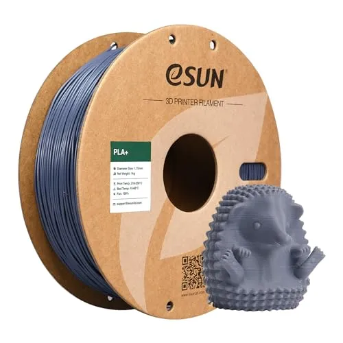 eSUN PLA+ Filament 1,75 mm, verstärkt Zähigkeit 3D-Drucker PLA Plus, Maßgenauigkeit +/- 0,03 mm, 1 kg Spule (2,2 LBS) 3D-Druck-Filament für 3D-Drucker, Grau